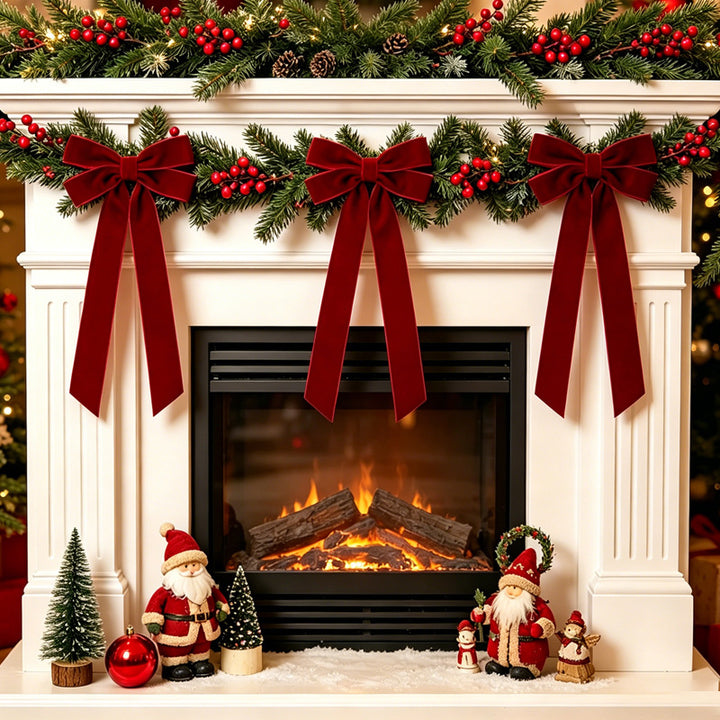 Velvet Decorative Holiday Bow Set