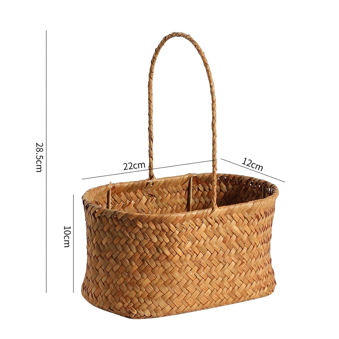 Handwoven Natural Fiber Storage Basket with Double Divider Kalsten