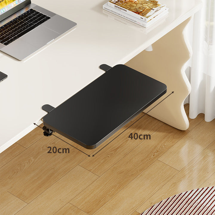 Under-Desk Bamboo Slide-Out Work Surface Clamp-Mounted Keyboard & Mouse Platform