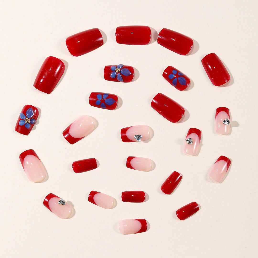 Elegant Floral Accent Gel Nail Art Extensions Kalsten