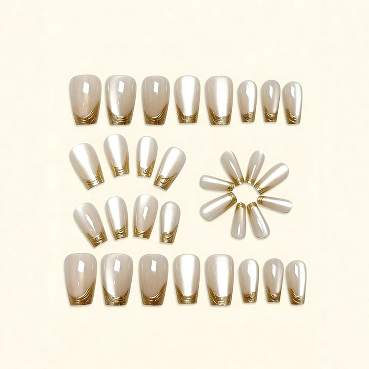 Premium Glossy French Tip Nail Extensions Kalsten