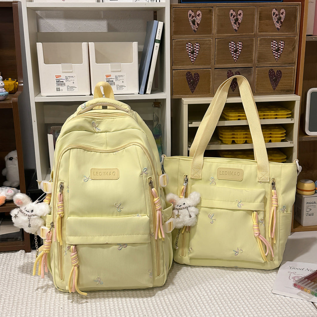 Versatile Embroidered Backpack Set