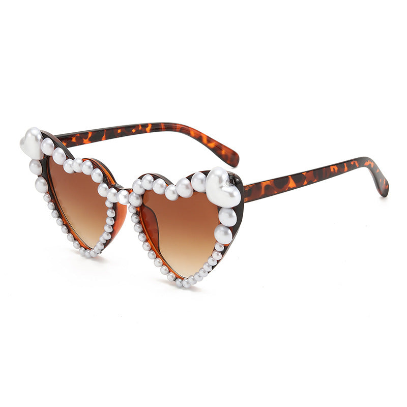 Heart-Shaped Pearl Accented Sunglasses