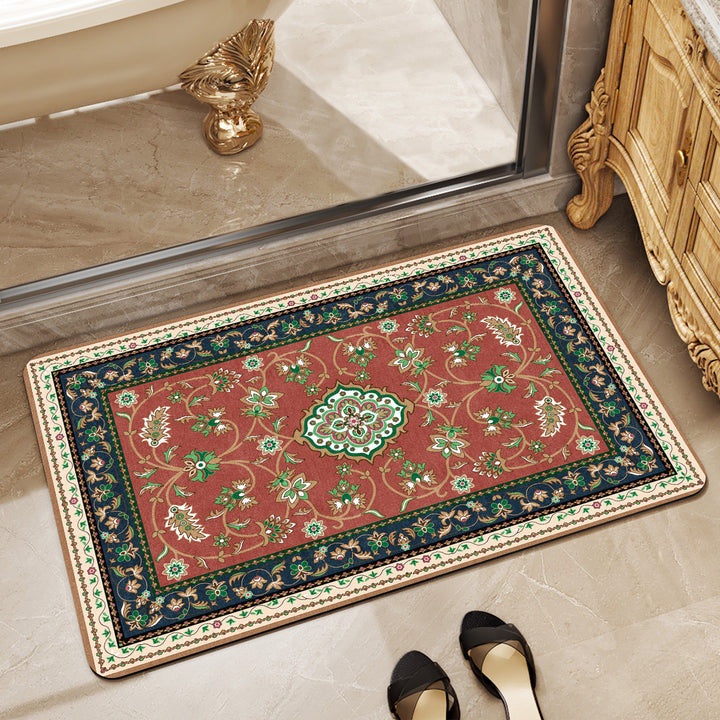 Vintage Floral Design Bath Mat Kalsten