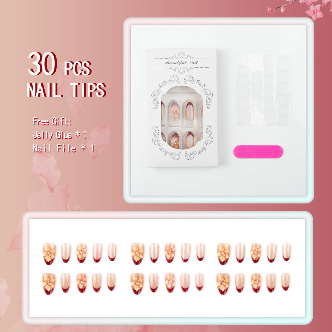 Premium Artificial Nails with Floral Accents Kalsten