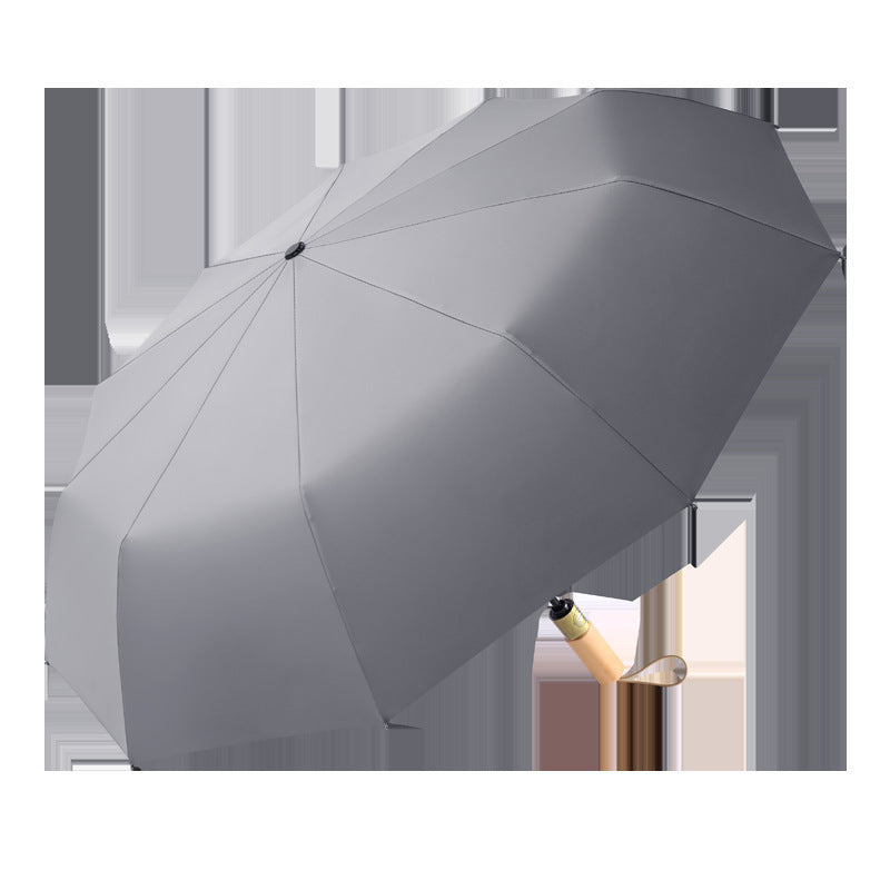 Ladies elegant foldable umbrella with ergonomic wooden handle and wind-resistant construction Kalsten