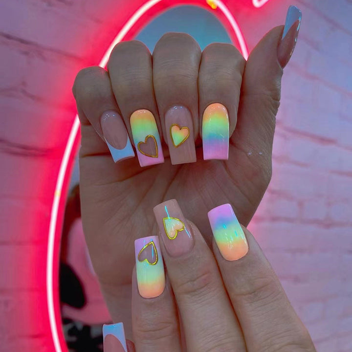 Artistic Heart-Themed Press-On Nail Designs Kalsten