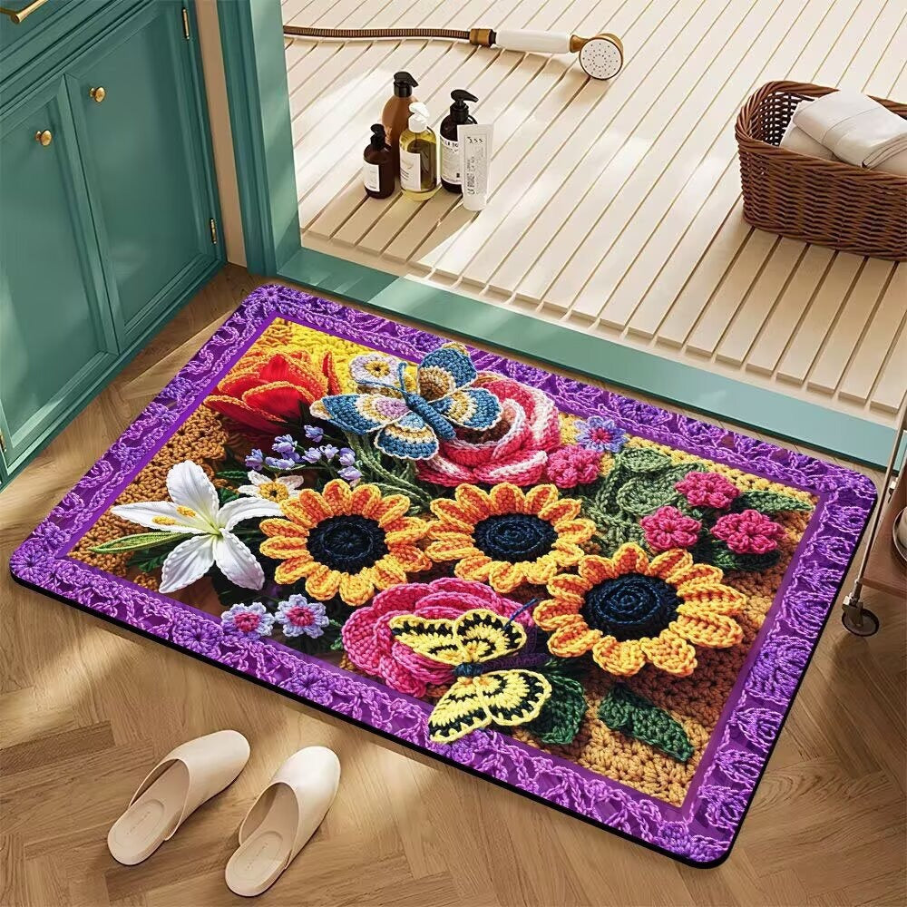 Floral Patterned Bath Mat Kalsten