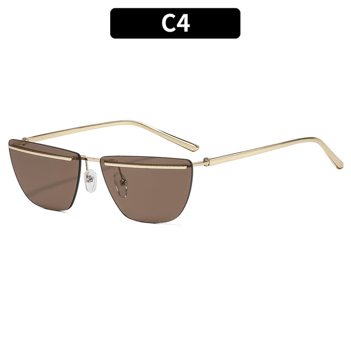 Geometric Cat-Eye Sunglasses with Gold Accents