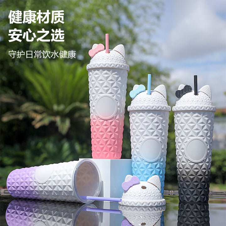 Ladies playful drinking cup with cat ears and integrated straw Kalsten