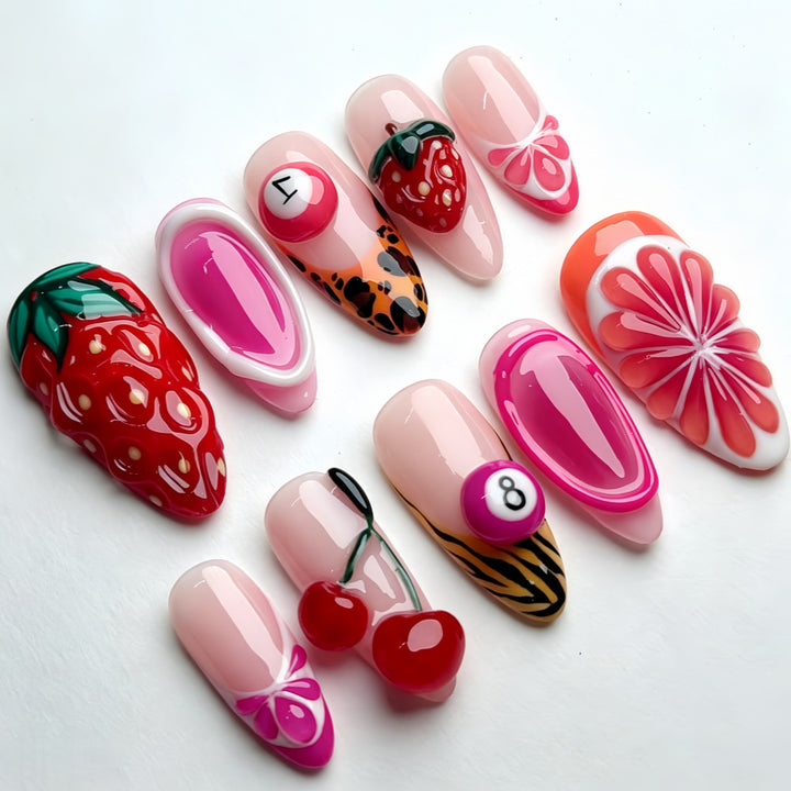 Artificial nail set with fruit motifs Kalsten