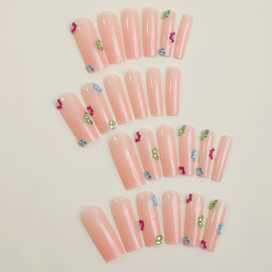 Artificial nail tips with colorful flower accents Kalsten