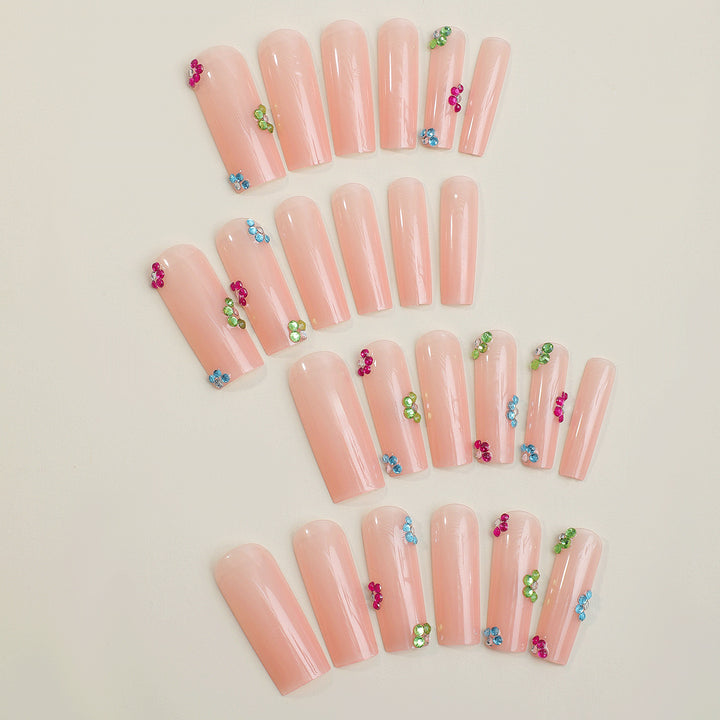 Artificial nail tips with colorful flower accents Kalsten