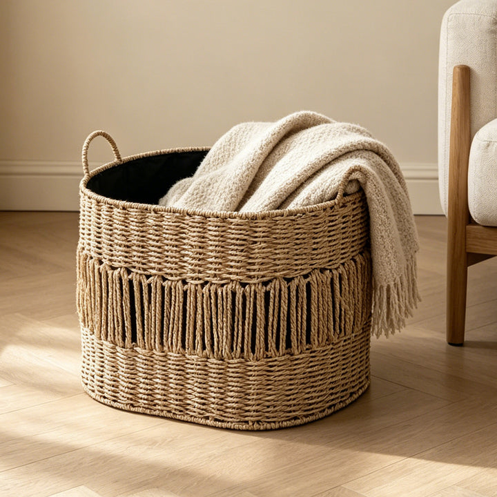 Storage basket with elegant fringe design Kalsten