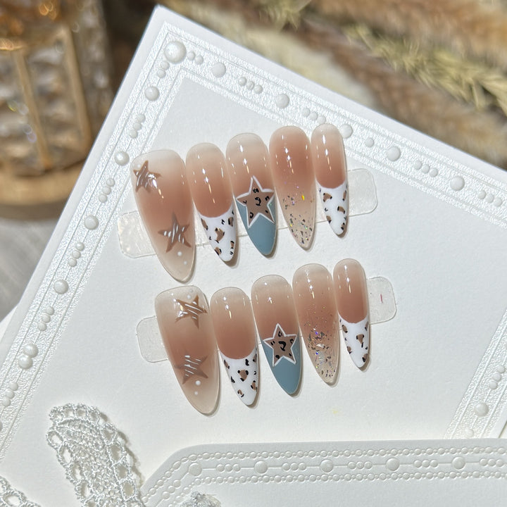 Elegant Stiletto Press-On Nail Set with Artistic Accents Kalsten