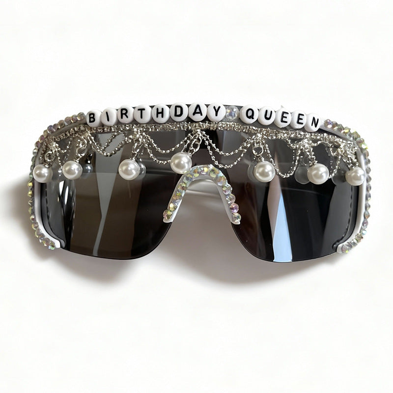Decorative Pearl and Rhinestone Sunglasses Kalsten