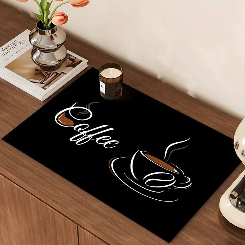 Coffee-Themed Kitchen Mat