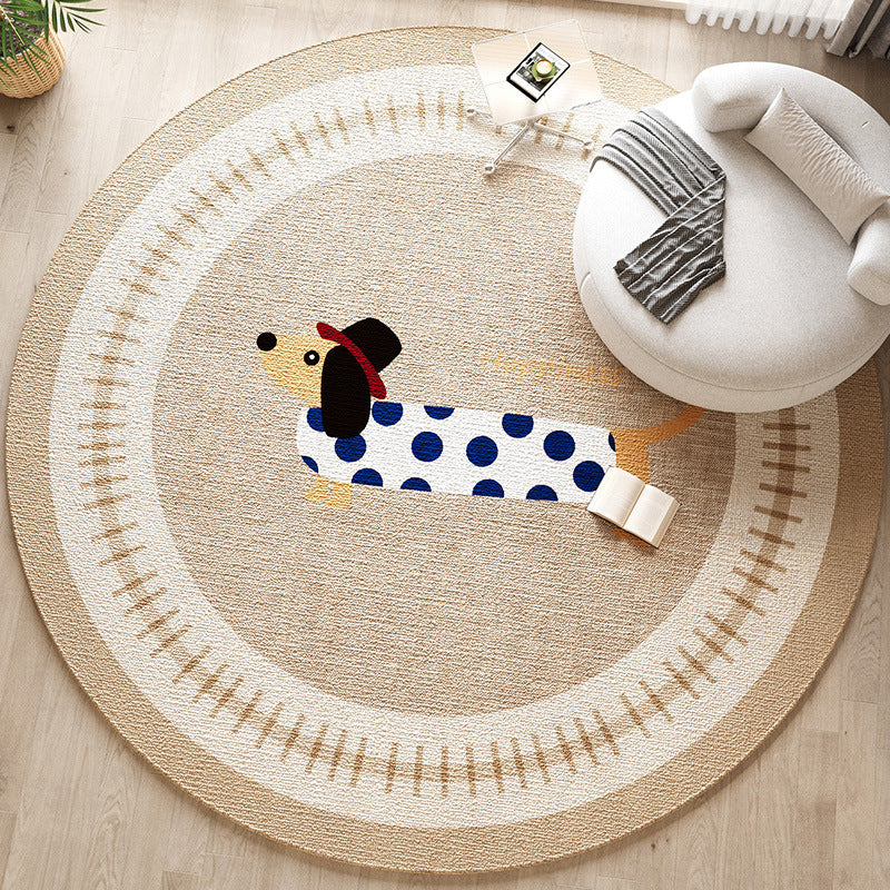Round Dog-Themed Area Rug