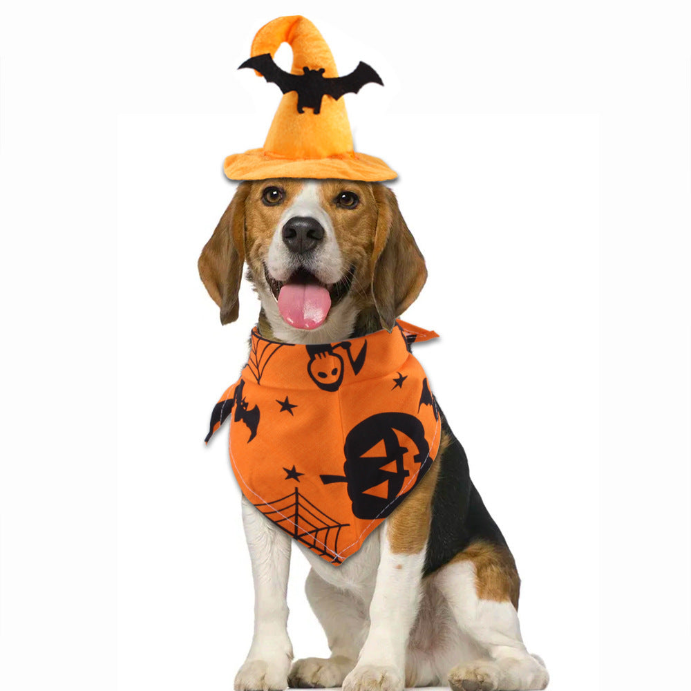 Halloween dog scarf with hat