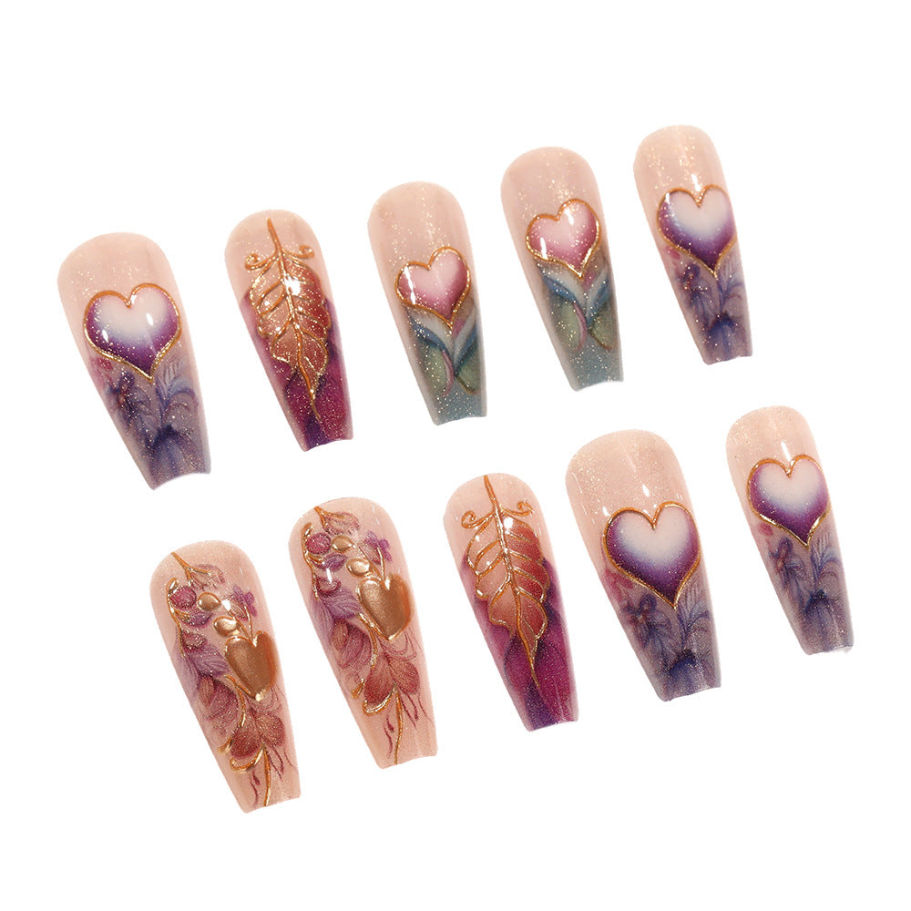 Artificial nails with romantic heart and flower designs Kalsten