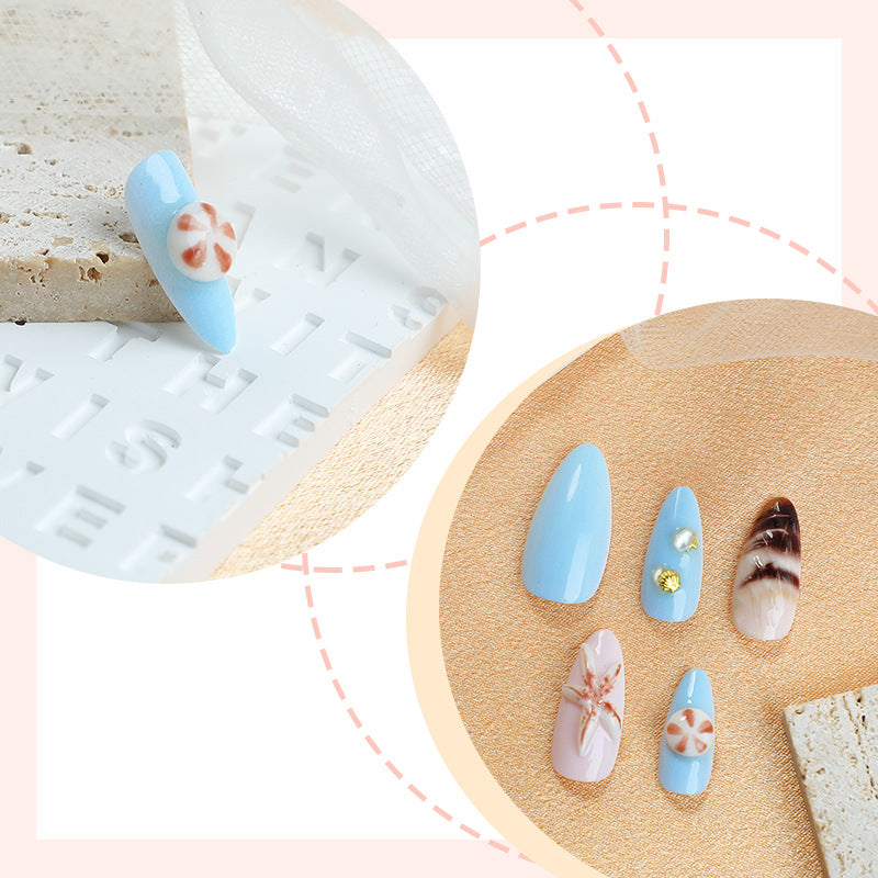 Decorative Press-On Nail Art Set with Coastal Theme kalsten