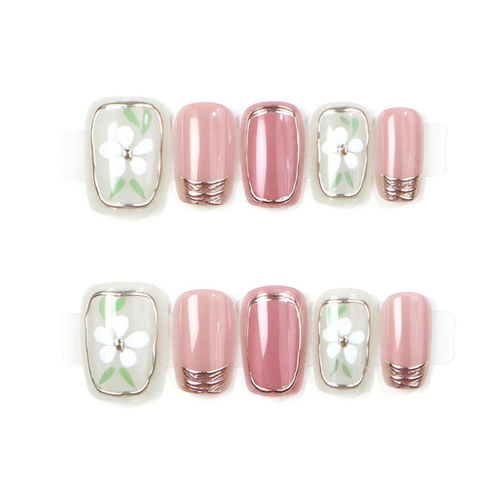 Floral Printed Press-On Nail Art Set Kalsten