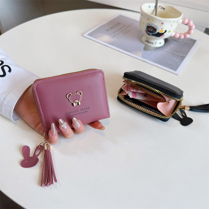 Cute Bear Charm Zipper Wallet