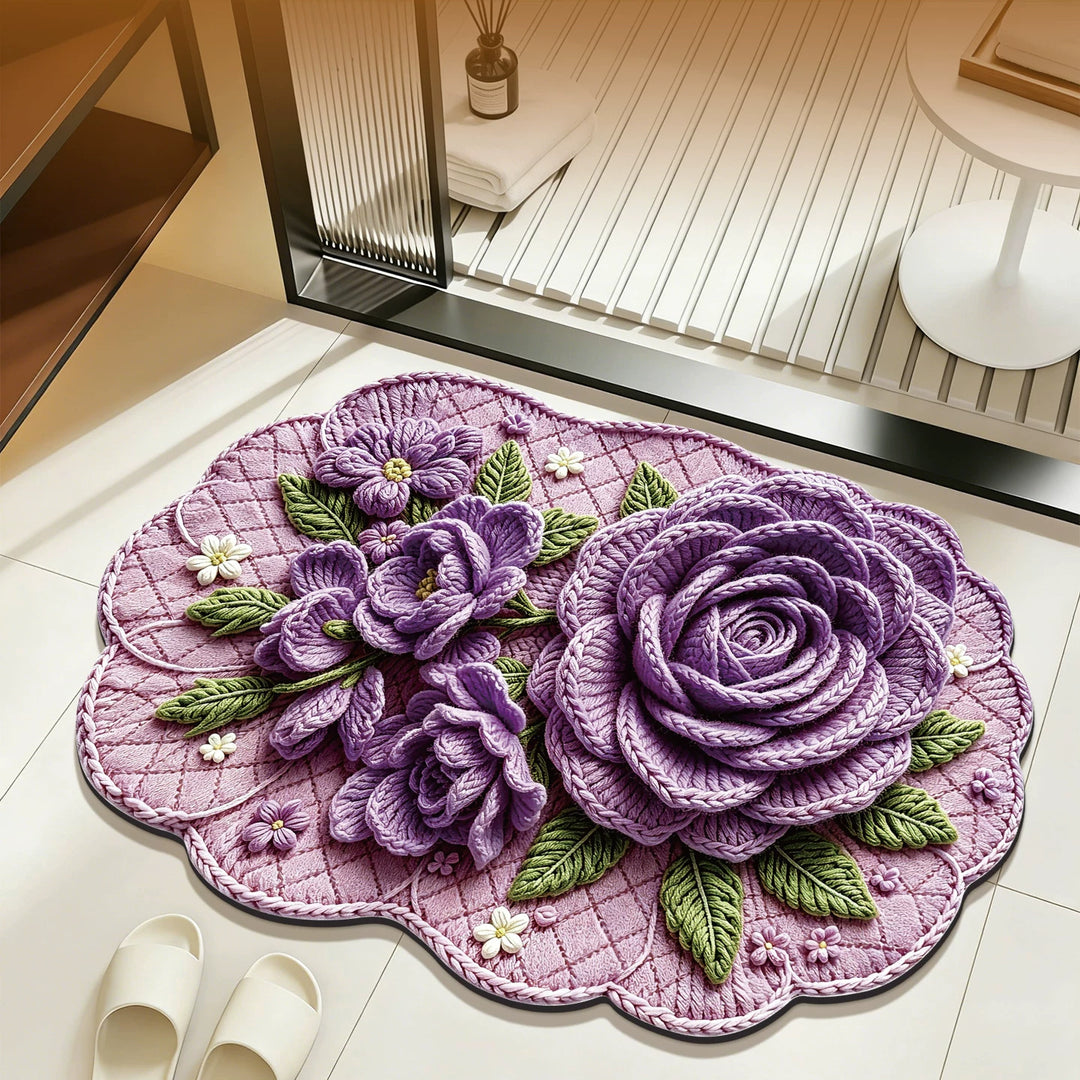 Floral-Inspired Embroidered Bath Mat