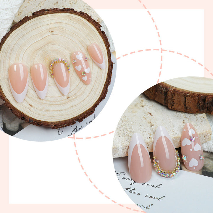 Acrylic Nail Set with Creative Heart and Glitter Motif Kalsten