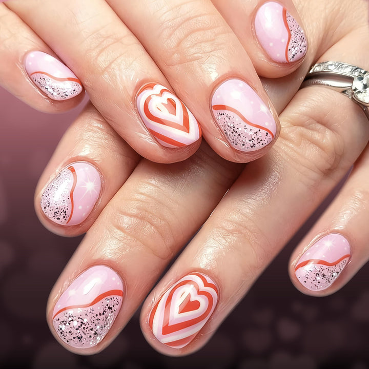Heart-Themed Gel Nail Art Kalsten