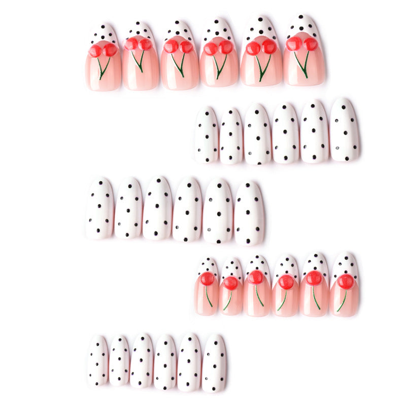Cherry and Polka Dot Press-On Nail Art Kalsten