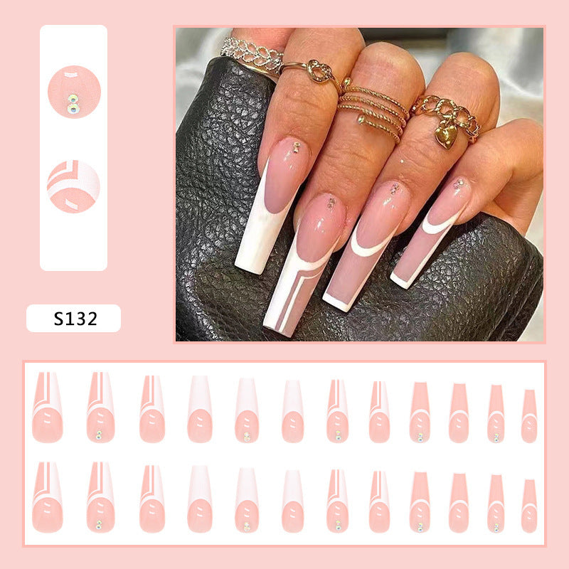 Artificial nails with elegant geometric designs and glossy finish Kalsten