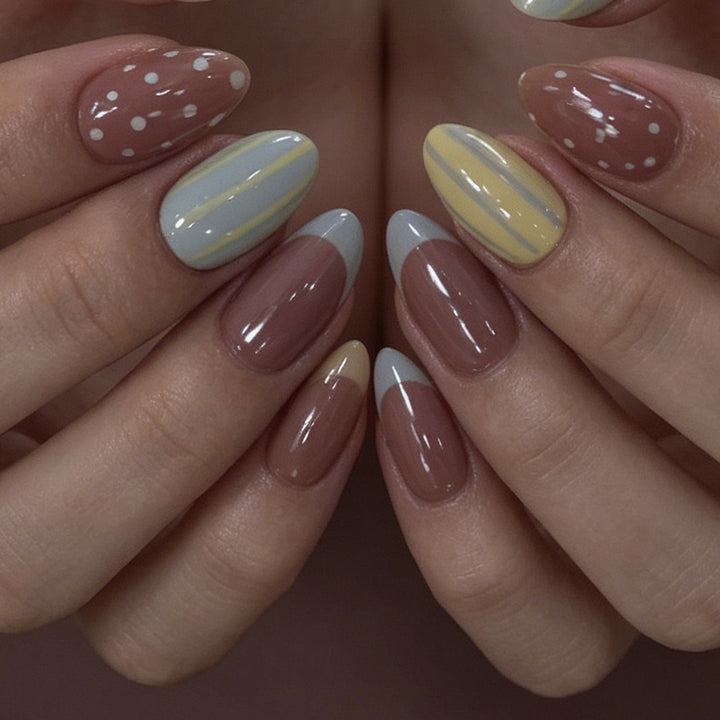 Artistic Press-On Nail Tips with Unique Patterns Kalsten