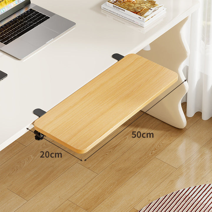 Under-Desk Bamboo Slide-Out Work Surface Clamp-Mounted Keyboard & Mouse Platform
