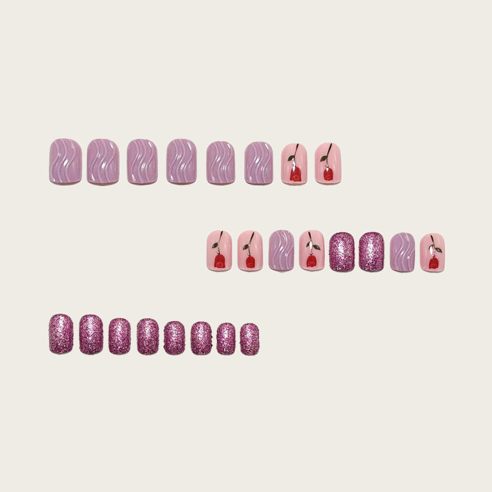 Elegant Artificial Nails with Floral Rose Design Kalsten