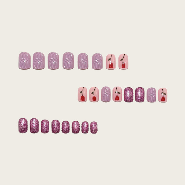 Elegant Artificial Nails with Floral Rose Design Kalsten