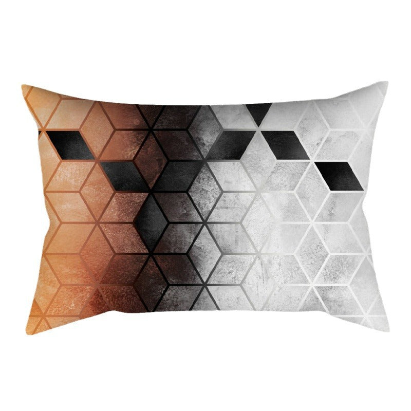 Rectangular decorative cushion cover with geometric cube pattern and soft microfiber Kalsten