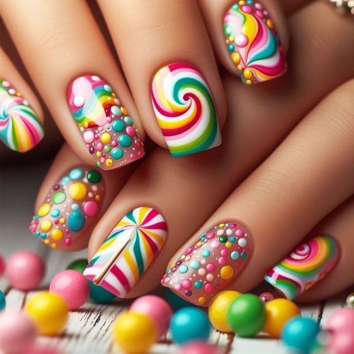 Artistic Candy Swirl Nail Art Set
