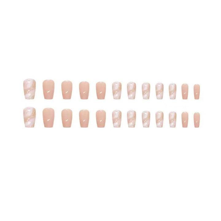 Elegant Artificial Nail Tips with Shiny Gold Accents Kalsten