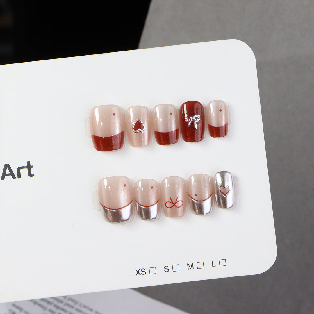 Artistic Press-On Nail Art Set with Decorative Accents Kalsten