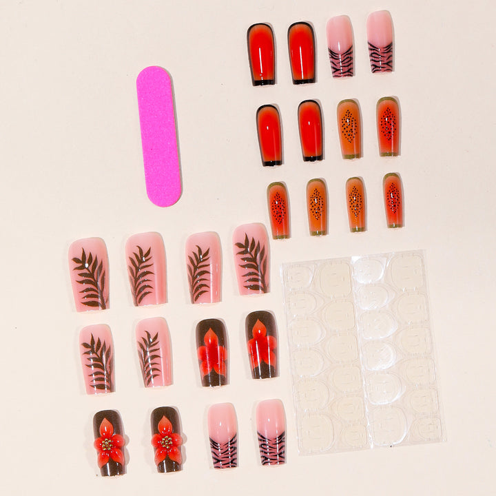 3D Floral and Patterned Acrylic Nail Art Extensions Kalsten