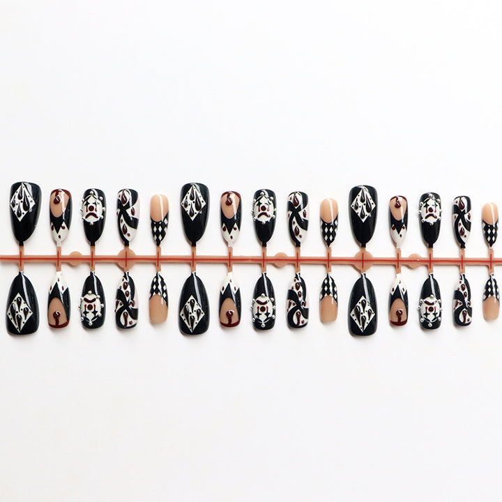 Artistic Press-On Nail Art Set with Intricate Patterns Kalsten