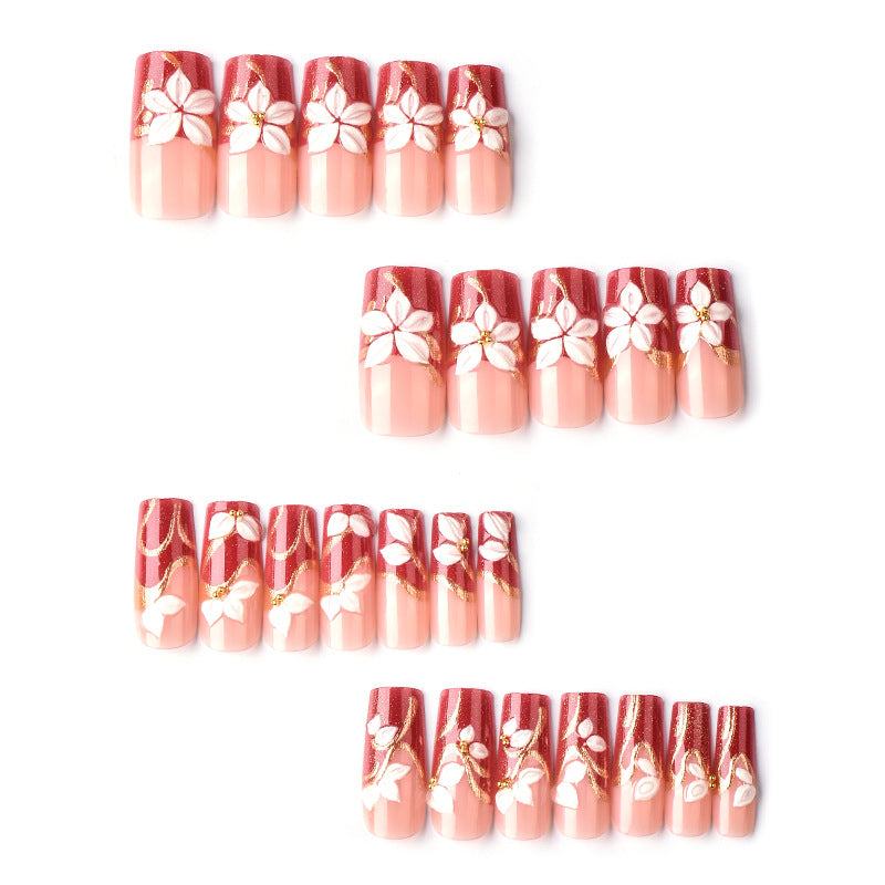 Floral Decorative Press-On Nail Art Set