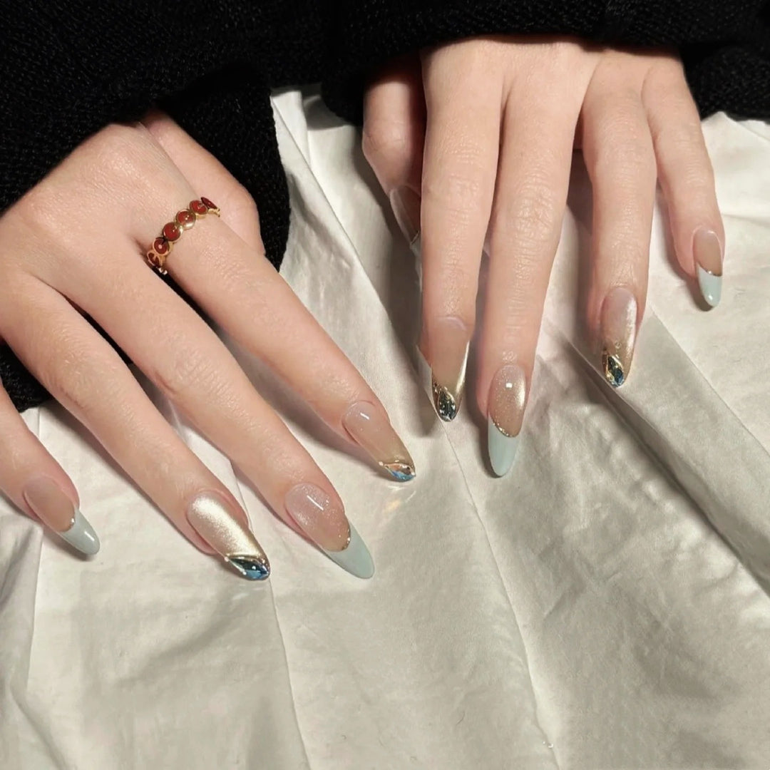 Elegant Stiletto Press-On Nails with Floral Design Kalsten
