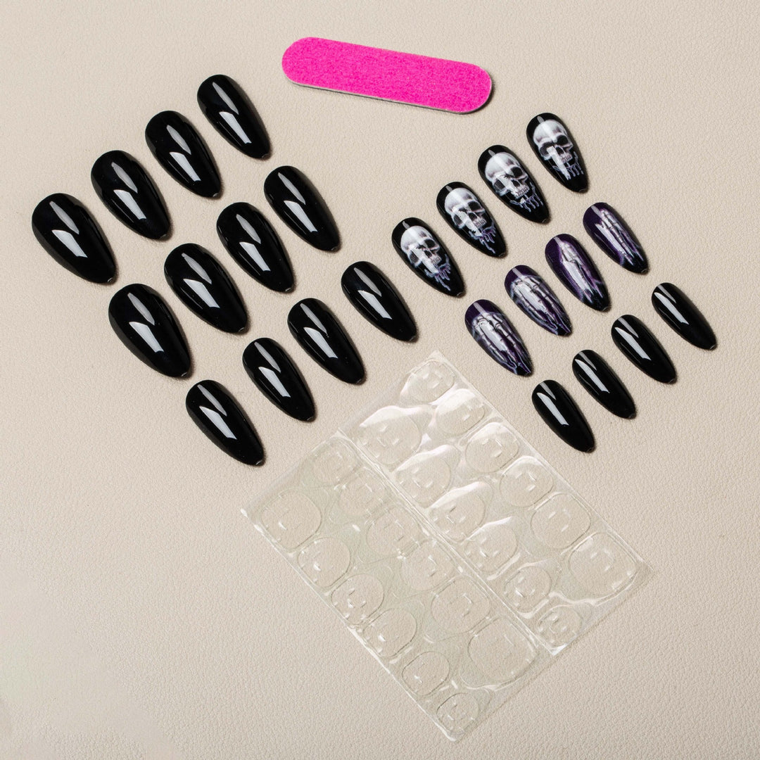 Halloween-Themed Skeleton Nail Art