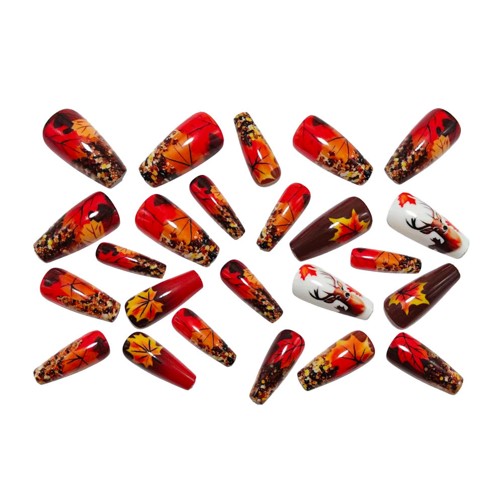 Artificial nail art with autumn leaf design Kalsten