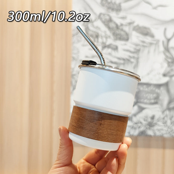 Ladies stylish stainless steel drinking cups with wood application Kalsten