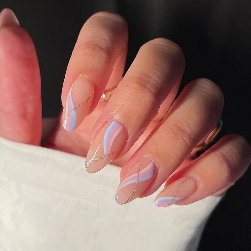 Artful nail extensions with an elegant leaf pattern Kalsten