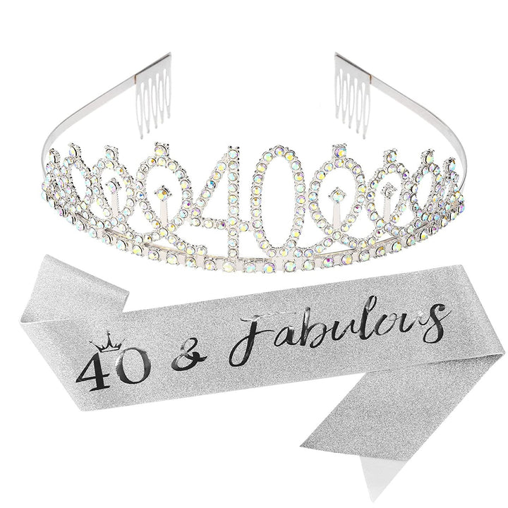 Ladies Sparkling Tiara with personalized 80th Birthday Inscription Kalsten