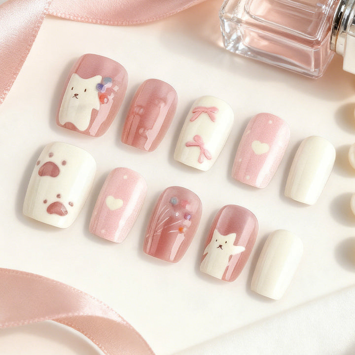 Creative Cat-Themed Press-On Nails Kalsten
